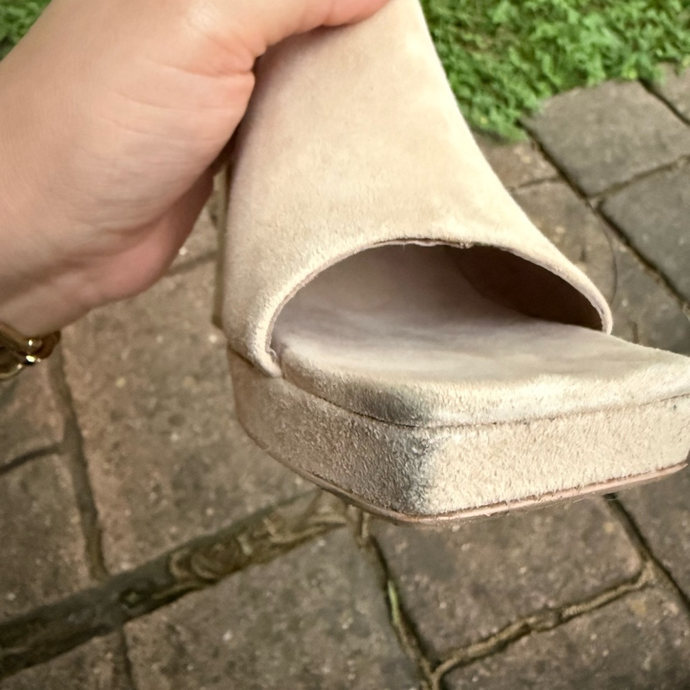 Jeffrey Campbell Tan Mules with Geometric Heel - Picture 7 of 15